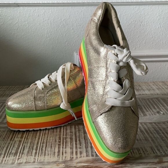 Very Volatile Jukebox Wedge Sneaker Clubbing Rainbow - Picture 5 of 16